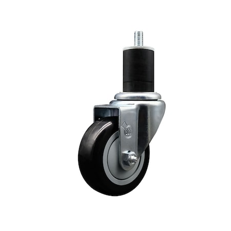 Service Caster 3.5'' SS Black Poly Wheel Swivel 1-3/4'' Expanding Stem Caster SCC-SSEX20S3514-PPUB-BLK-134
